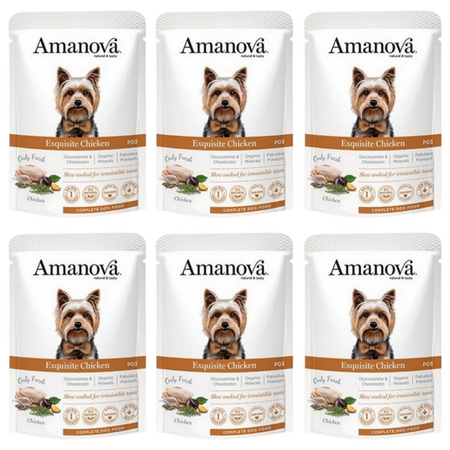 ZESTAW Amanova Exquisite saszetka dla psa kurczak 6 x 100 g