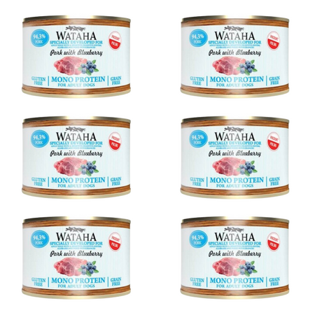 ZESTAW Wataha Monoprotein Adult wieprzowina dla psa 6 x 185 g
