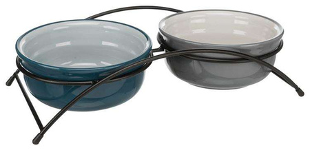 Zestaw misek Eat on Feet, 2 × 0.6 l/o 15 cm, petrol/jasny petrol/szary/jasnoszary