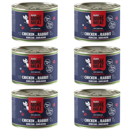 ZESTAW BUBAlicious More Meat Sterilised kurczak z królikiem 6 x 185g