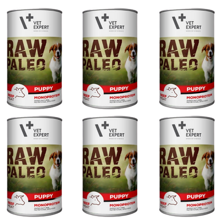 ZESTAW Vet Expert Raw Paleo Puppy wołowina 6 x 400 g