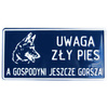 Tabliczka ostrzegawcza "uwaga zły pies, gospodyni.." 14x28 cm