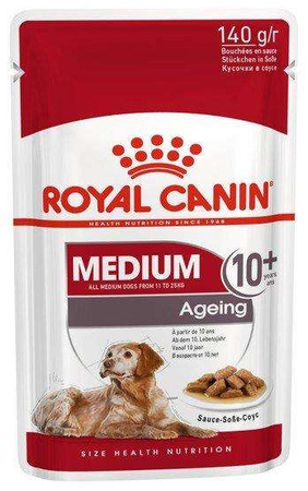 Royal canin medium ageing 10+ karma mokra w sosie dla psów dojrzałych po 10 roku życia, ras średnich saszetka 140g