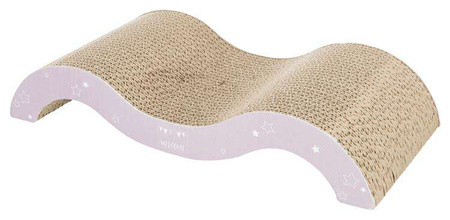 Drapak kartonowy Junior fala, 38 × 7 × 18 cm, liliowy/miętowy