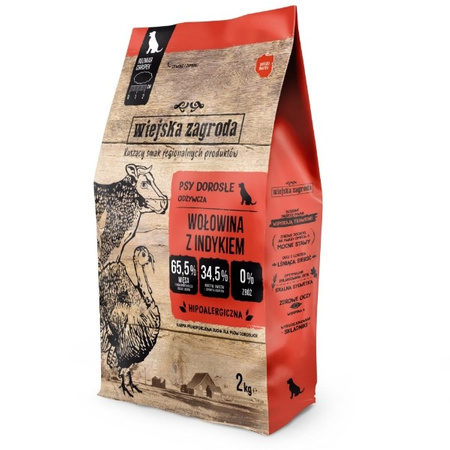 Wiejska Zagroda wołowina z indykiem dla psa 2 kg