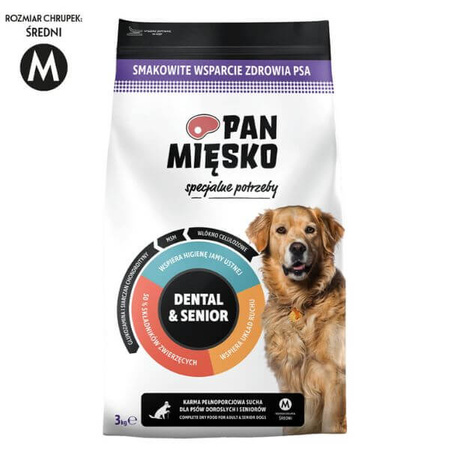 Karma sucha dla psa Pan Mięsko Specjalne potrzeby Dental & Senior (senior) chrupki M 3 kg