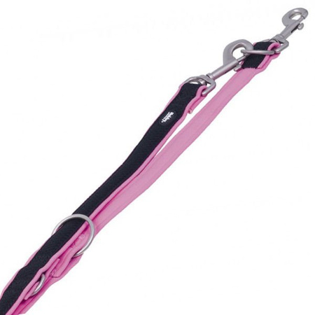 Nobby mesh preno smycz regulowana czarno-różowe