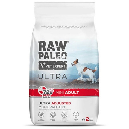 Karma sucha dla psa Vet Expert Raw Paleo Ultra Mini Adult Wołowina 8 kg