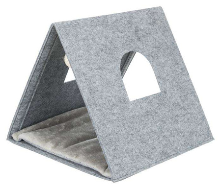 Legowisko zamknięte Junior, filc, składane, 38 × 34 × 38 cm, jasnoszare