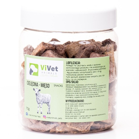 Liofilizowana cielęcina - mięso ViVet Animals 70 g
