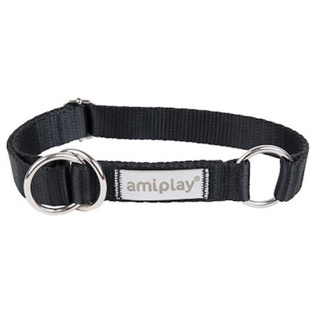 amiplay Samba czarna obroża półzaciskowa regulowana M
