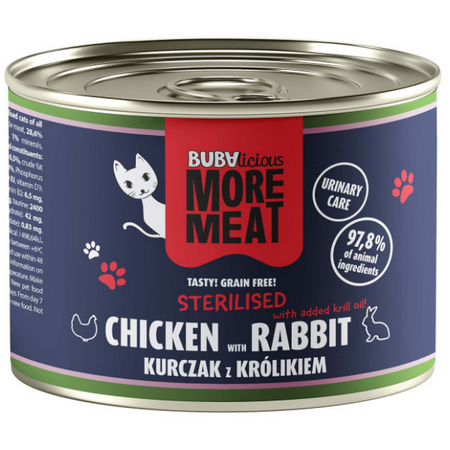BUBAlicious More Meat Sterilised kurczak z królikiem 185 g