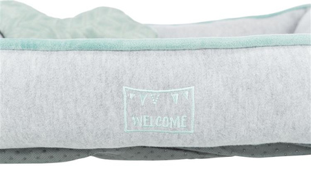 Legowisko Junior, square, 50 × 40 cm, szare/miętowe