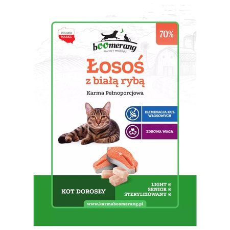 bOOmerang łosoś z białą rybą karma dla kota 1,5 kg