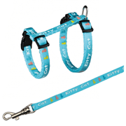 Szelki ze smyczą dla kociąt JUNIOR, 21–33 cm/8 mm, 1.20 m, motyw Kitty Cat