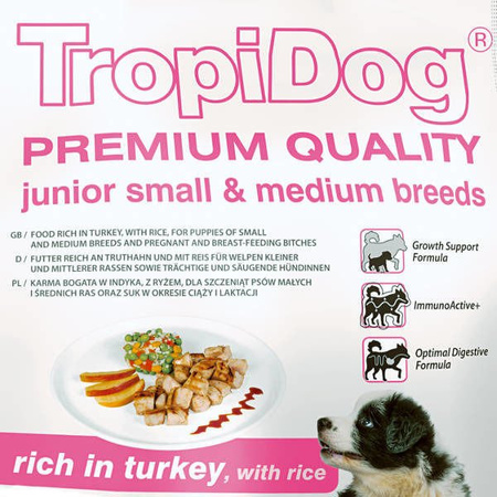 Tropidog premium junior small&medium indyk z ryżem 500g, 2,5kg, 8kg