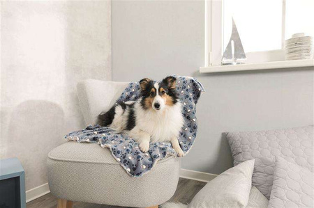 Koc Tammy, 150 × 100 cm, niebieski/beżowy