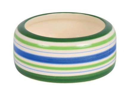Miska ceramiczna dla chomika, zielone paski 50 ml/śr.8 cm