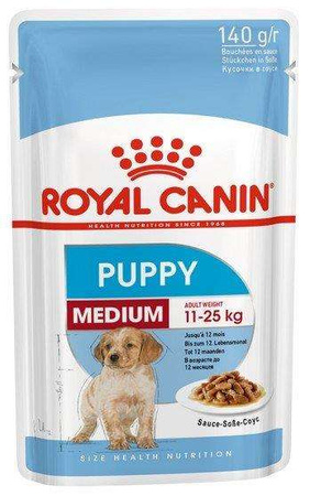 Royal canin medium puppy karma mokra w sosie dla szczeniąt, od 2 do 12 miesiąca, ras średnich 140g