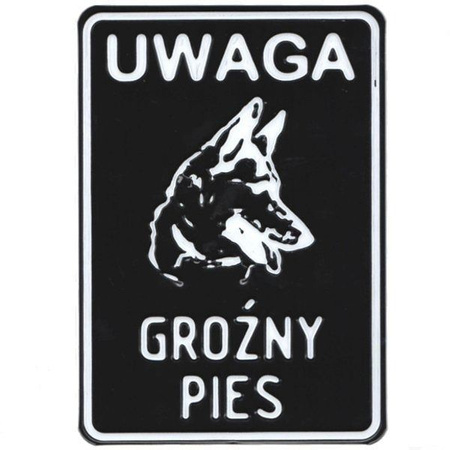 Tabliczka ostrzegawcza "uwaga, groźny pies" 14x20 cm