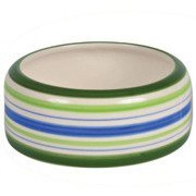 Miska ceramiczna dla chomika, zielone paski 50 ml/śr.8 cm