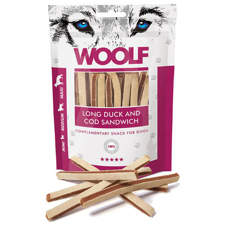 Woolf duck and cod sandwich dla psa 100 g