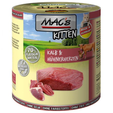 Mac's kitten cielęcina, serca drobiowe 800 g