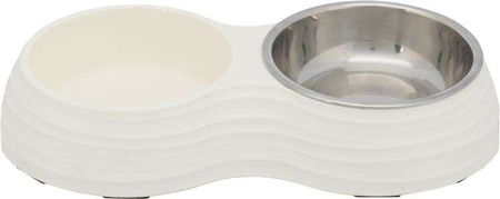 Zestaw misek, białe, melamina/stal nierdzewna, 2 × 0.2 l/o 11 cm/25 × 4 × 14 cm