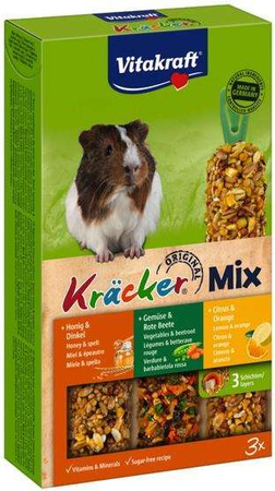 Vitakraft Kracker 3szt Świnka morska Mix - Miód/Warzywa/Cytryna 168g [25226]