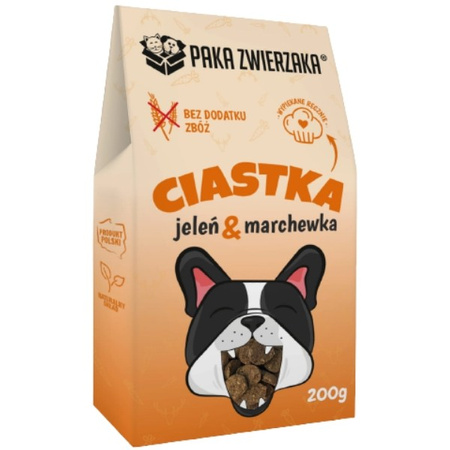 Paka Zwierzaka ciastka dla psa jeleń z marchewką 200 g