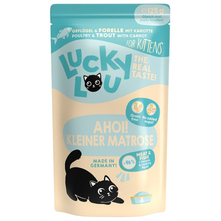 ZESTAW Lucky Lou Lifestage Kitten drób i pstrąg 125 g x 6 szt