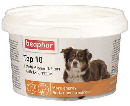 Beaphar top 10 dog - preparat witaminowy z l-karnityną dla psa 180tabl.