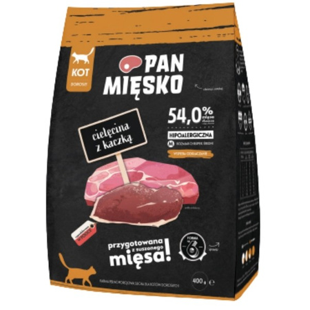 Pan Mięsko cielęcina z kaczką dla kota M 400 g