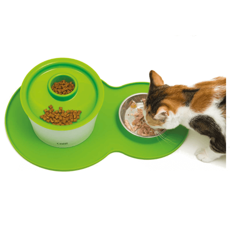 Podkładka silikonowa z miską, szara, 46 x 29cm