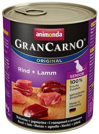 Animonda grancarno senior rind lamm  wołowina + jagnięcina puszka 800g
