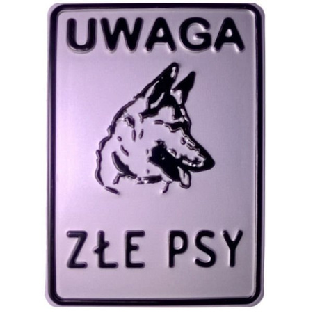Tabliczka ostrzegawcza "uwaga, złe psy" 14x20 cm