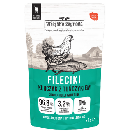 Wiejska Zagroda Fileciki z kurczaka i tuńczyka dla kota 85 g