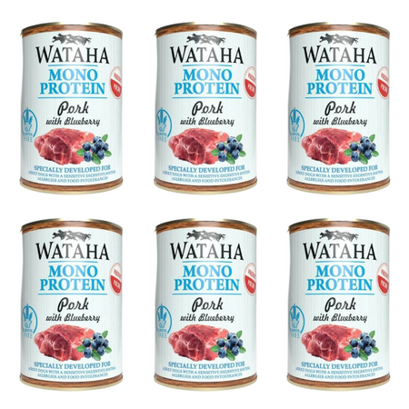 ZESTAW Wataha Monoprotein Adult wieprzowina dla psa 6 x 400 g