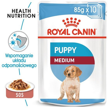 Royal canin medium puppy karma mokra w sosie dla szczeniąt, od 2 do 12 miesiąca, ras średnich 140g
