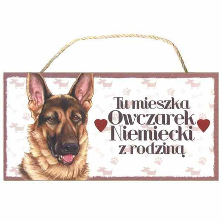 Tabliczka ozdobna dekoracyjna owczarek niemiecki 25x12,5 cm