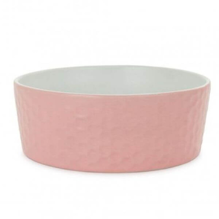 Miska, dla kota/psa, różowa, wzór plaster miodu, ceramiczna 15cm