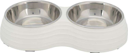 Zestaw misek, białe, melamina/stal nierdzewna, 2 × 0.4 l/o 14 cm/32 × 6 × 17 cm