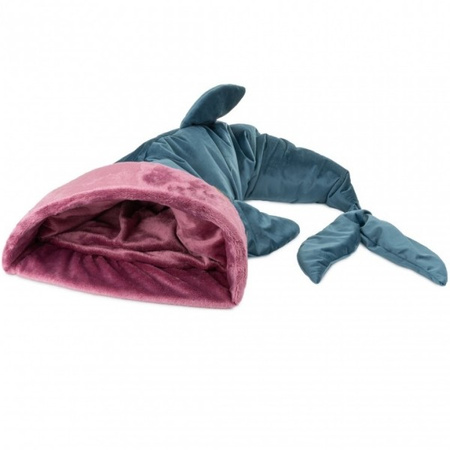 Legowisko norka dla kota, rekin, granatowo-różowe, 40*100*20cm, z usztywnieniem