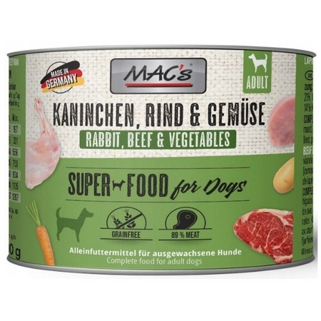 MAC's królik z wołowiną i warzywami dla psa 200 g
