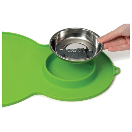 Podkładka silikonowa z miską, szara, 46 x 29cm