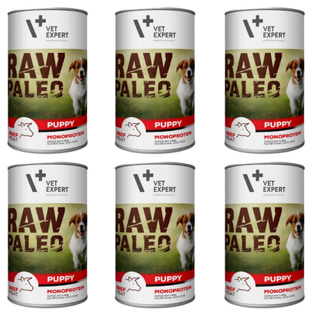 ZESTAW Karma morka dla psów Vet Expert Raw Paleo Puppy wieprzowina 6 x 400 g