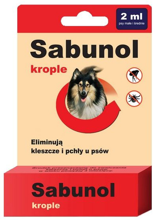 Sabunol krople przeciw pchłom i kleszczom dla psa 2ml