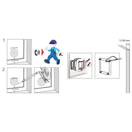 Drzwiczki dla kota 4-Way, do drzwi szklanych, 27 × 26 cm, białe