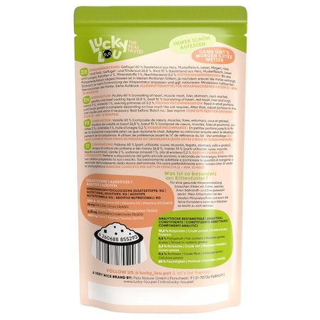 Lucky Lou Lifestage Kitten drób i wołowina 125 g