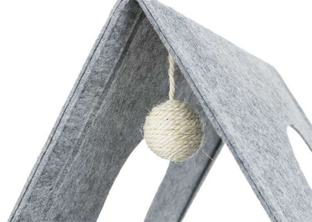 Legowisko zamknięte Junior, filc, składane, 38 × 34 × 38 cm, jasnoszare